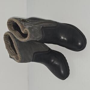 0106‎ Nicole Lead Roselle Knit Collar Gray  Leather Boots Size 9M